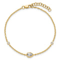 0.43 Ct Pear White Lab Grown Diamond Bezel 14K Yellow Gold Station Chain Bracelet by Fine Color Jewels