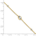 0.43 Ct Pear White Lab Grown Diamond Bezel 14K Yellow Gold Station Chain Bracelet by Fine Color Jewels