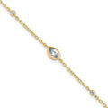 0.43 Ct Pear White Lab Grown Diamond Bezel 14K Yellow Gold Station Chain Bracelet by Fine Color Jewels