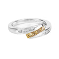 0.43 Ct Square Yellow Citrine and White Topaz Channel Silver Bypass Ring by Fine Color Jewels
