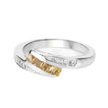 0.43 Ct Square Yellow Citrine and White Topaz Channel Silver Bypass Ring by Fine Color Jewels