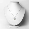 0.44 Ct Heart Green Peridot Prong Silver Double Heart Mom Pendant Necklace by Fine Color Jewels