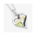 0.44 Ct Heart Green Peridot Prong Silver Double Heart Mom Pendant Necklace by Fine Color Jewels