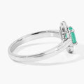 0.44 Ct Oval Green Zambian Emerald & Lab Diamond Prong Silver Floral Halo Ring by Fine Color Jewels