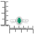 0.44 Ct Oval Green Zambian Emerald & Lab Grown Diamond Prong Silver Halo Engagement Ring by Fine Color Jewels