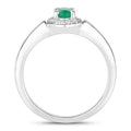 0.44 Ct Oval Green Zambian Emerald & Lab Grown Diamond Prong Silver Halo Engagement Ring by Fine Color Jewels