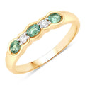 0.45 Ct Genuine Alexandrite and Diamond 18K Yellow Gold Five Stone Ring by Fine Color Jewels