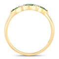 0.45 Ct Genuine Alexandrite and Diamond 18K Yellow Gold Five Stone Ring by Fine Color Jewels