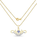 0.45 Ct Heart Violet Tanzanite Prong Gold Plated Silver Mom Pendant Necklace by Fine Color Jewels