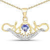 0.45 Ct Heart Violet Tanzanite Prong Gold Plated Silver Mom Pendant Necklace