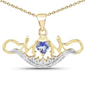 0.45 Ct Heart Violet Tanzanite Prong Gold Plated Silver Mom Pendant Necklace by Fine Color Jewels