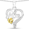 0.45 Ct Heart Yellow Citrine Prong Silver Double Heart Mom Pendant Necklace