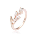 0.45 Ct Marquise White Sapphire Prong Silver Leaf Ring by Fine Color Jewels