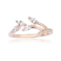 0.45 Ct Marquise White Sapphire Prong Silver Leaf Ring by Fine Color Jewels