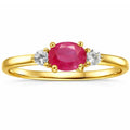 0.45 Ct Oval Red Ruby 22k Gold Vermeil Ruby Oval Three Stone Claw Ring by Fine Color Jewels