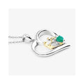 0.45 CTTW Heart Green Emerald Prong Silver Mom Pendant Necklace by Fine Color Jewels