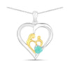 0.45 CTTW Heart Green Emerald Prong Silver Mom Pendant Necklace
