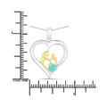 0.45 CTTW Heart Green Emerald Prong Silver Mom Pendant Necklace by Fine Color Jewels