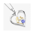 0.45 CTTW Heart Violet Tanzanite Prong Silver Mom Pendant Necklace by Fine Color Jewels