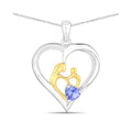 0.45 CTTW Heart Violet Tanzanite Prong Silver Mom Pendant Necklace by Fine Color Jewels