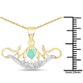 0.46 Ct Heart Green Emerald Prong Gold Plated Silver Mom Pendant Necklace by Fine Color Jewels