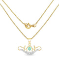 0.46 Ct Heart Green Emerald Prong Gold Plated Silver Mom Pendant Necklace by Fine Color Jewels