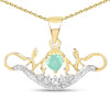 0.46 Ct Heart Green Emerald Prong Gold Plated Silver Mom Pendant Necklace