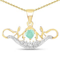 0.46 Ct Heart Green Emerald Prong Gold Plated Silver Mom Pendant Necklace by Fine Color Jewels