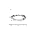 0.47 Ct Round Created Blue Sapphire Prong Silver Stackable Eternity Ring by Fine Color Jewels