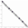 0.47 Ct Round Purple Amethyst & Diamond Prong Sterling Silver Floral Link Bracelet by Fine Color Jewels