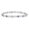 0.47 Ct Round Purple Amethyst & Diamond Prong Sterling Silver Floral Link Bracelet