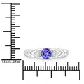 0.47 Ct Round Violet Tanzanite and Lab Diamond Prong Silver Three Stone Ring by Fine Color Jewels