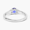 0.47 Ct Round Violet Tanzanite & Lab Diamond Prong Silver Cocktail Ring by Fine Color Jewels