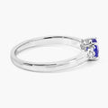 0.47 Ct Round Violet Tanzanite & Lab Diamond Prong Silver Cocktail Ring by Fine Color Jewels