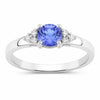 0.47 Ct Round Violet Tanzanite & Lab Diamond Prong Silver Cocktail Ring
