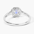 0.47 Ct Round Violet Tanzanite & Lab Diamond Prong Silver Halo Ring by Fine Color Jewels