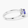 0.47 Ct Round Violet Tanzanite & Lab Diamond Prong Silver Halo Ring by Fine Color Jewels