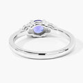 0.47 Ct Round Violet Tanzanite & Lab Diamond Prong Silver Three Stone Ring by Fine Color Jewels