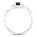 0.48 Ct Oval Blue Sapphire and Lab Diamond Prong Silver Halo Floral Ring by Fine Color Jewels