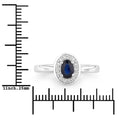 0.48 Ct Oval Blue Sapphire Lab Diamond Prong Silver Halo Statement Ring by Fine Color Jewels