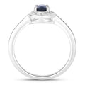 0.48 Ct Oval Blue Sapphire Lab Diamond Prong Silver Halo Statement Ring by Fine Color Jewels