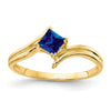 0.48 Ct Princess Cut Blue Sapphire Four Prong 14K Yellow Gold Open Bypass Solitaire Ring