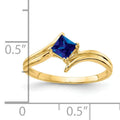 0.48 Ct Princess Cut Blue Sapphire Four Prong 14K Yellow Gold Open Bypass Solitaire Ring by Fine Color Jewels