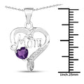 0.49 Ct Heart Purple Amethyst Prong Silver Mom Pendant Necklace by Fine Color Jewels