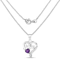 0.49 Ct Heart Purple Amethyst Prong Silver Mom Pendant Necklace by Fine Color Jewels