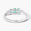 0.49 Ct Oval Green Zambian Emerald & Lab Diamond Prong Silver Graduated Five Stone Ring by Fine Color Jewels