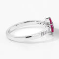 0.49 Ct Round Red Mozambique Ruby and Lab Diamond Prong Silver Pave Floral Ring by Fine Color Jewels