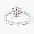 0.49 Ct Round Red Mozambique Ruby and Lab Diamond Prong Silver Pave Floral Ring by Fine Color Jewels