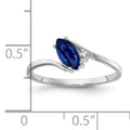 0.5 Ct Marquise Blue Sapphire and Diamond Prong 14K White Gold Bypass Ring by Fine Color Jewels