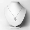 0.50 Ct Heart Blue Topaz Prong Silver Double Heart Mom Pendant Necklace by Fine Color Jewels